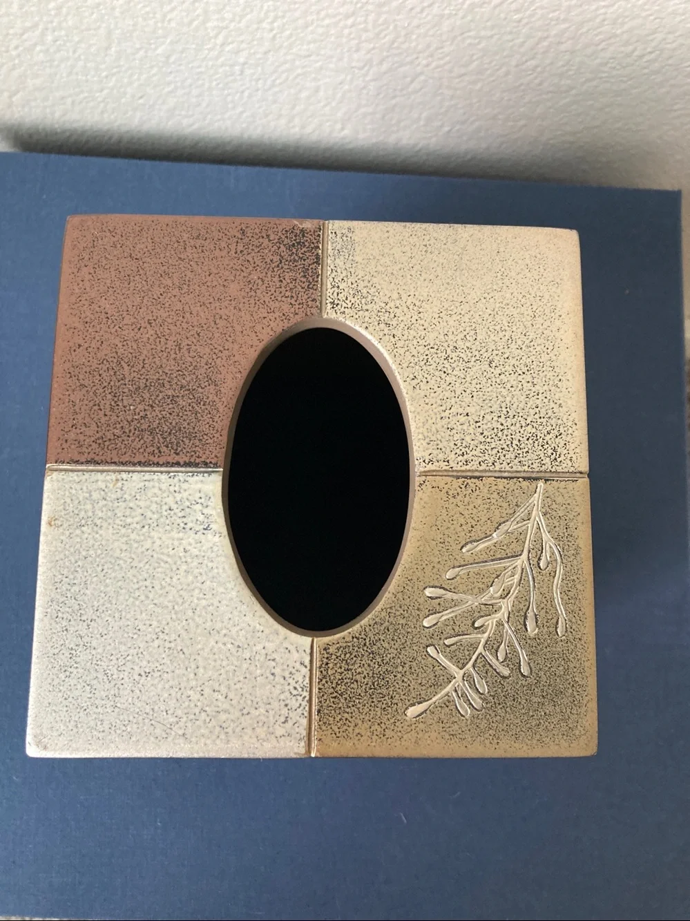 Croscill Home tissue Box cover Lancaster Leaf Motif Metallic Hand Painted